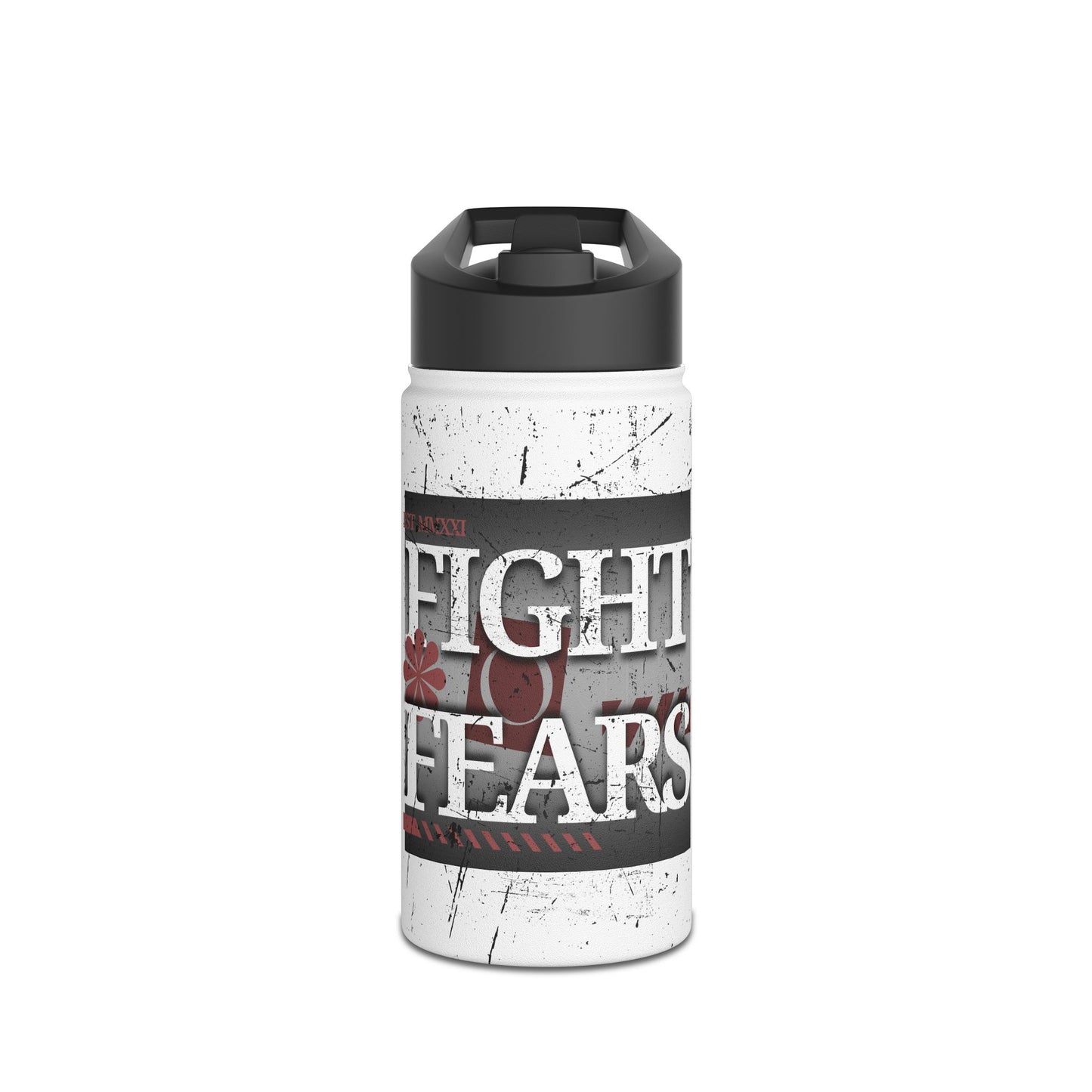 Fight Fears- Stainless Steel Water Bottle with Standard Lid, BPA Free, Eco-Friendly, Gym Bottle, Travel Water Bottle