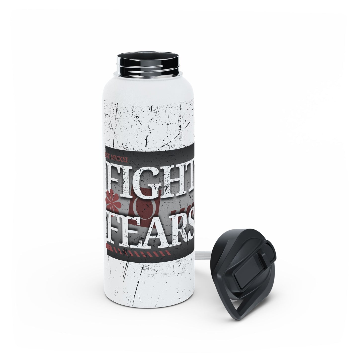 Fight Fears- Stainless Steel Water Bottle with Standard Lid, BPA Free, Eco-Friendly, Gym Bottle, Travel Water Bottle