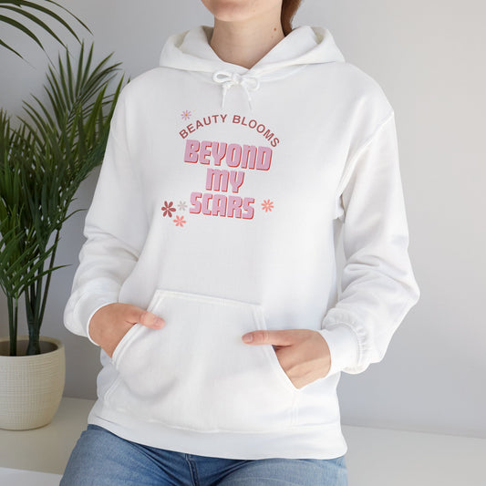 Beauty Blooms Beyond My Scars - Unisex Heavy Blend™ Hooded Sweatshirt