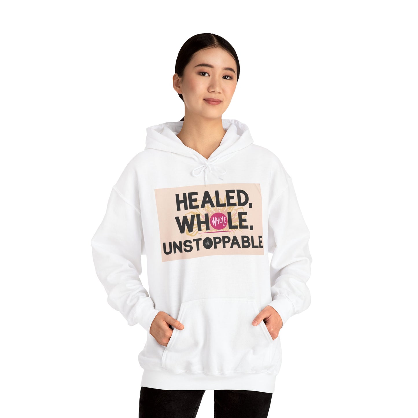 Healed Whole Unstoppable- Unisex Heavy Blend™ Hooded Sweatshirt, Cozy Hoodie, Pullover Sweater, Warm Winter Hoodie, Gender Neutral Sweatshirt