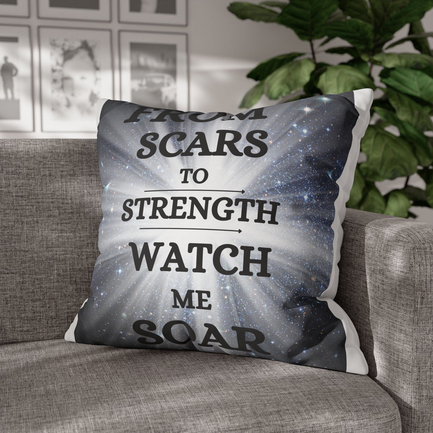 From Scars To Strength, Watch Me Soar-Square Poly Canvas Pillowcase, Home Decor Throw Pillow Cover, Modern Cushion Case, Couch Accent, Sofa Pillow Sleeve