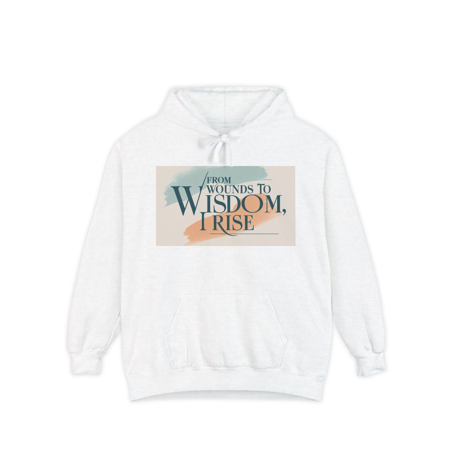 From Wounds To Wisdom I Rise-Unisex Garment-Dyed Hoodie, unisex hoodie with vintage garment-dye effect