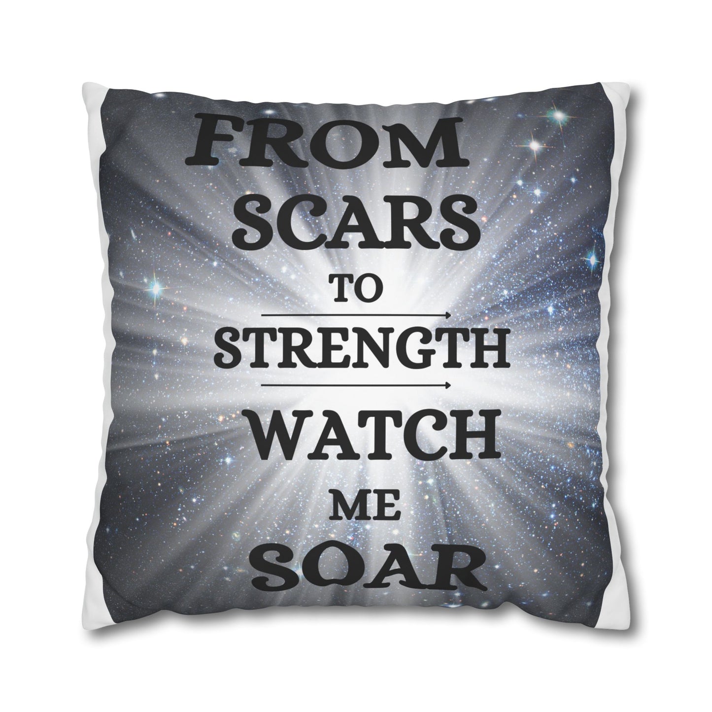 From Scars To Strength, Watch Me Soar-Square Poly Canvas Pillowcase, Home Decor Throw Pillow Cover, Modern Cushion Case, Couch Accent, Sofa Pillow Sleeve