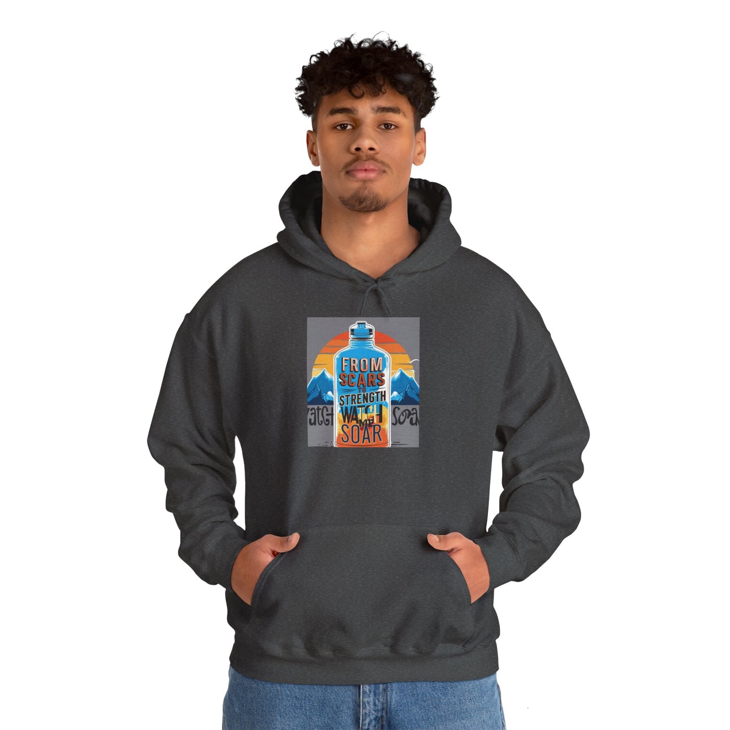 From Scars To Strenth, Watch Me Soar- Heavy Blend™ Unisex Hoodie, Oversized Sweatshirt, Hooded Jumper, Comfy Pullover, Casual Outerwear