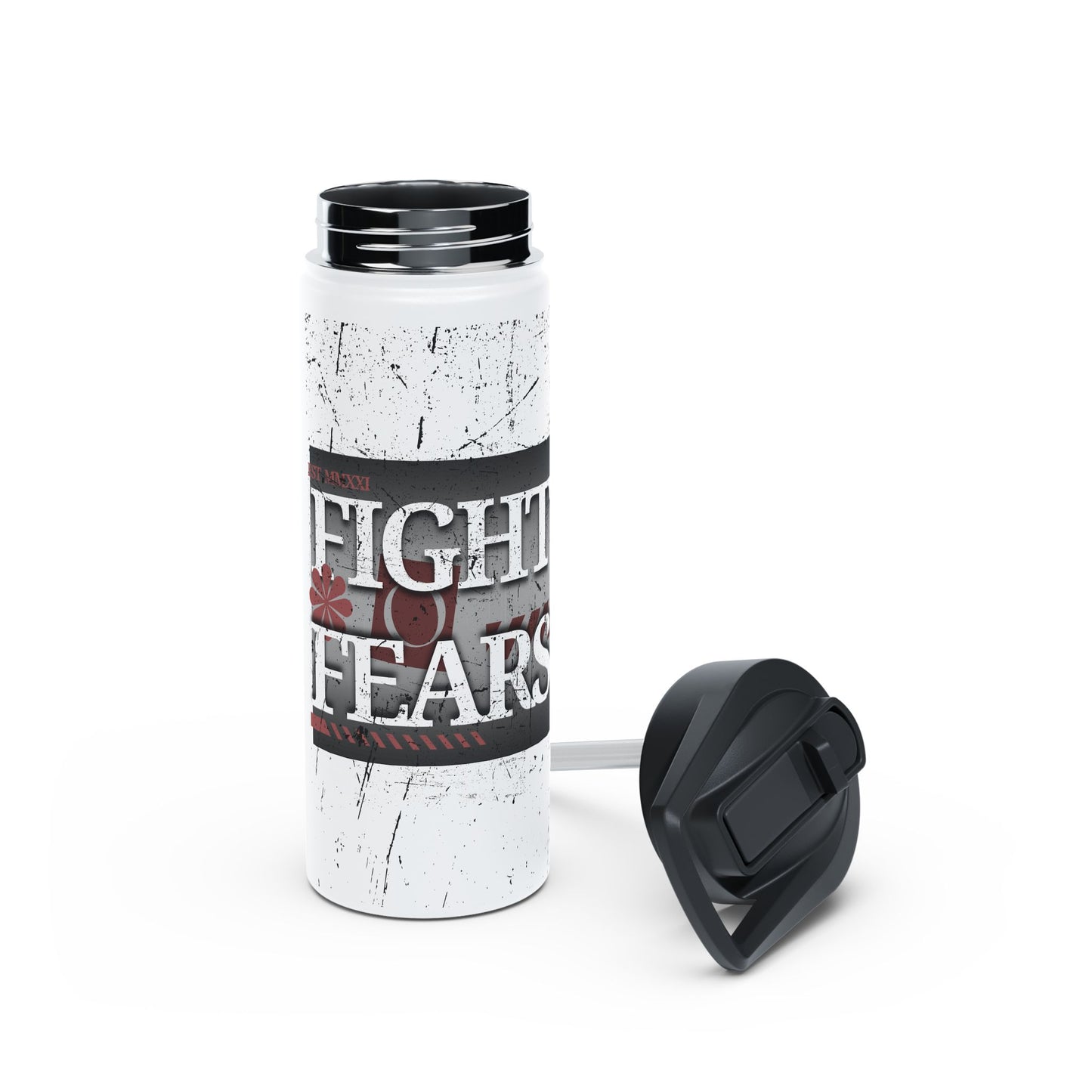 Fight Fears- Stainless Steel Water Bottle with Standard Lid, BPA Free, Eco-Friendly, Gym Bottle, Travel Water Bottle